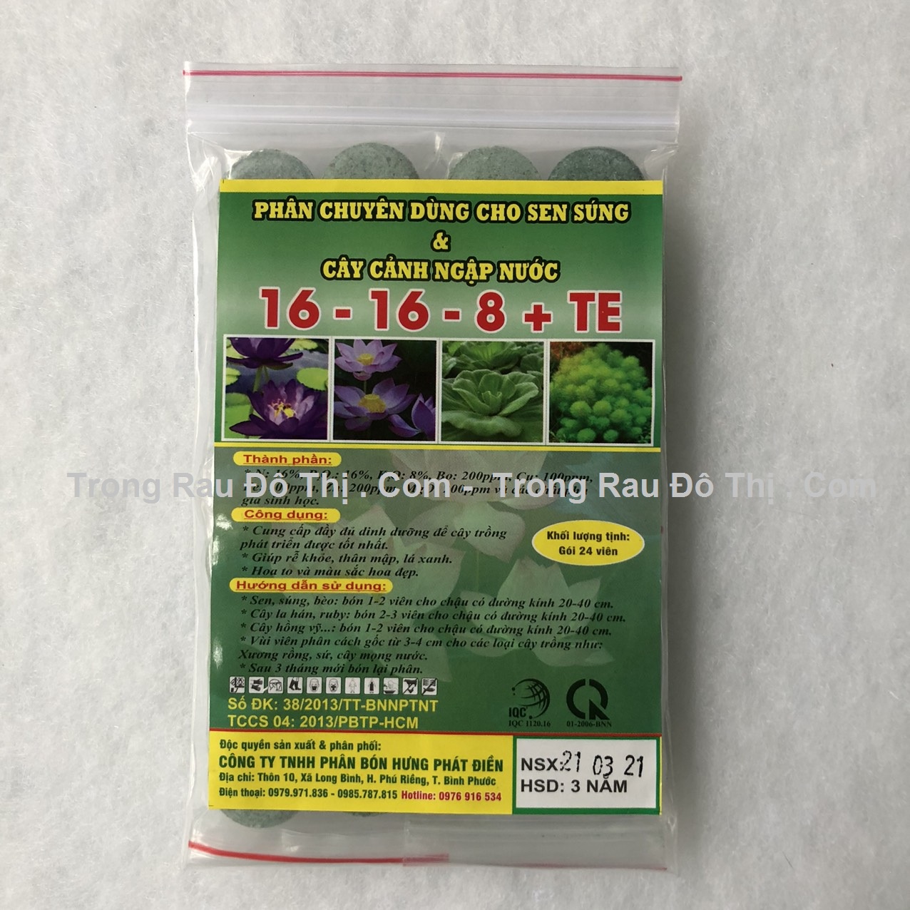 Hộp 24 viên phân bón tan chậm cho hoa sen, các loại cây ngập nước 